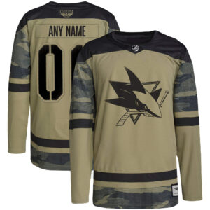 San Jose Sharks CJP Apparel Military Appreciation Team Pro Custom Practice Jersey - Camo