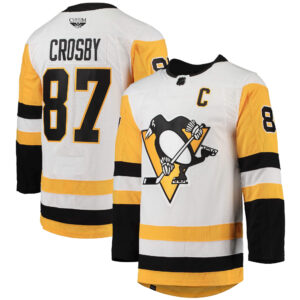 Sidney Crosby Pittsburgh Penguins CJP Apparel Away Captain Patch Primegreen Pro Pro Player Jersey - White