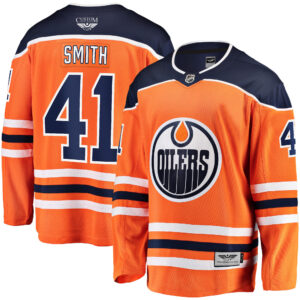 Mike Smith Edmonton Oilers CJP Apparel Pro Breakaway Team Color Player Jersey - Orange