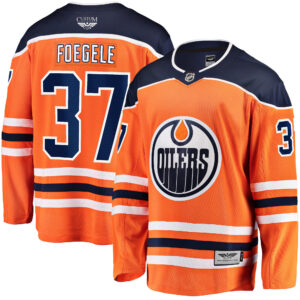 Warren Foegele Edmonton Oilers CJP Apparel Pro Home Breakaway Player Jersey - Orange