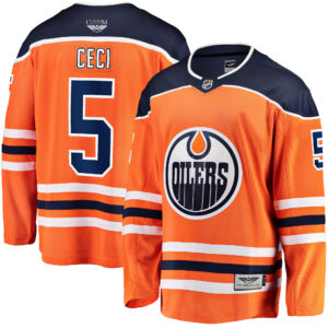 Cody Ceci Edmonton Oilers CJP Apparel Pro Home Breakaway Player Jersey - Orange