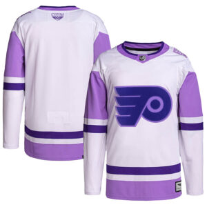 Philadelphia Flyers CJP Apparel Hockey Fights Cancer Primegreen Pro Blank Practice Jersey - WhitePurple