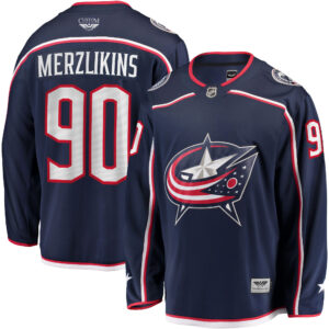 Elvis Merzlikins Columbus Blue Jackets CJP Apparel Pro Home Breakaway Player Jersey - Navy 1