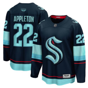 Mason Appleton Seattle Kraken CJP Apparel Pro Home Breakaway Player Jersey - Deep Sea Blue