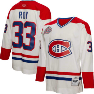 Patrick Roy Montreal Canadiens CJP Apparel 1992 Blue Line Player Jersey - White