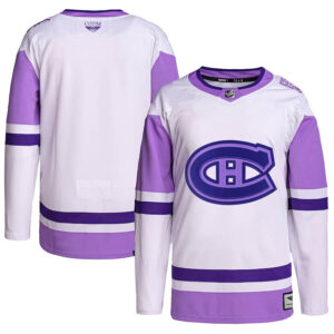 Montreal Canadiens CJP Apparel Hockey Fights Cancer Primegreen Pro Blank Practice Jersey - WhitePurple