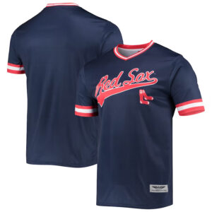 Boston Red Sox Stitches Cooperstown Collection V-Neck Team Color Jersey - NavyRed