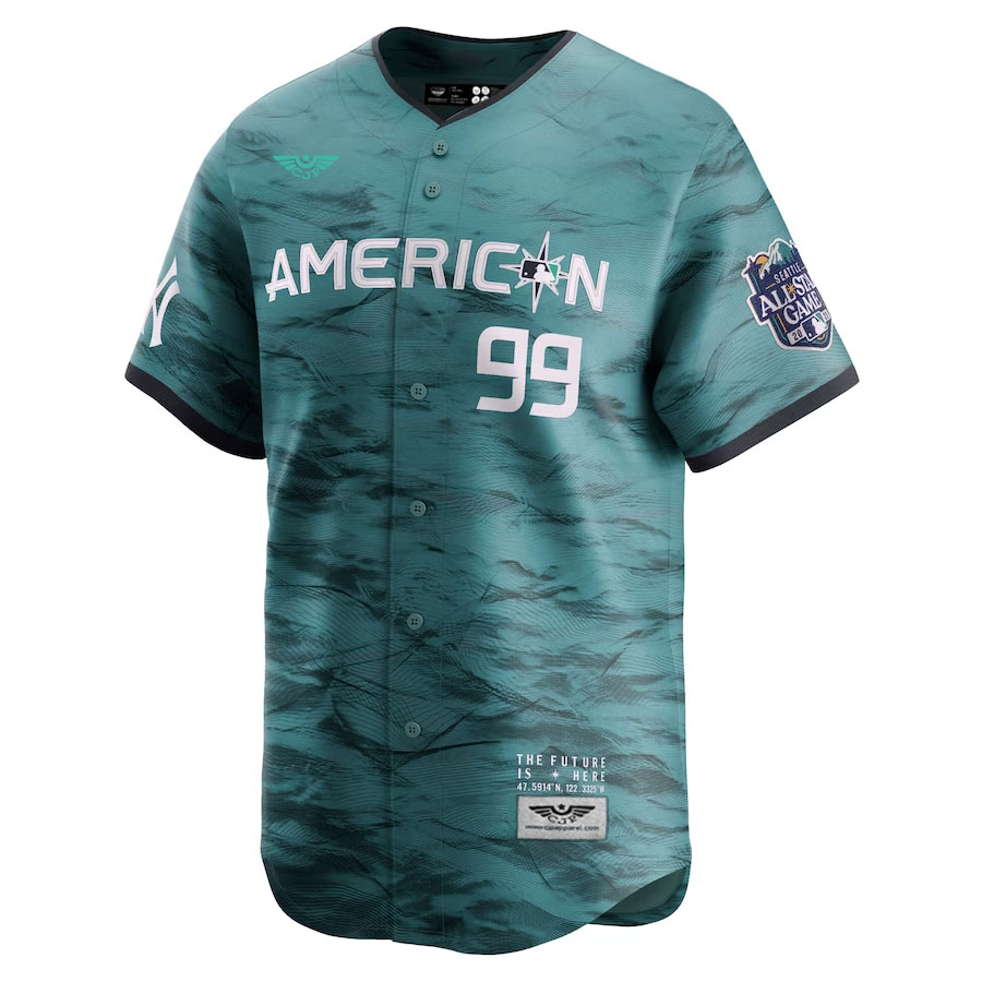 Aaron-Judge-American-League-CJP-Apparel-2023-MLB-All-Star-Game-Limited-Player-Jersey---Teal-Furent-Viwe