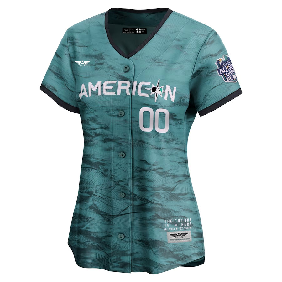 American-League-CJP-Apparel-Women's-2023-MLB-All-Star-Game-Pick-A-Player-Limited-Jersey---Teal-Furent-Viwe