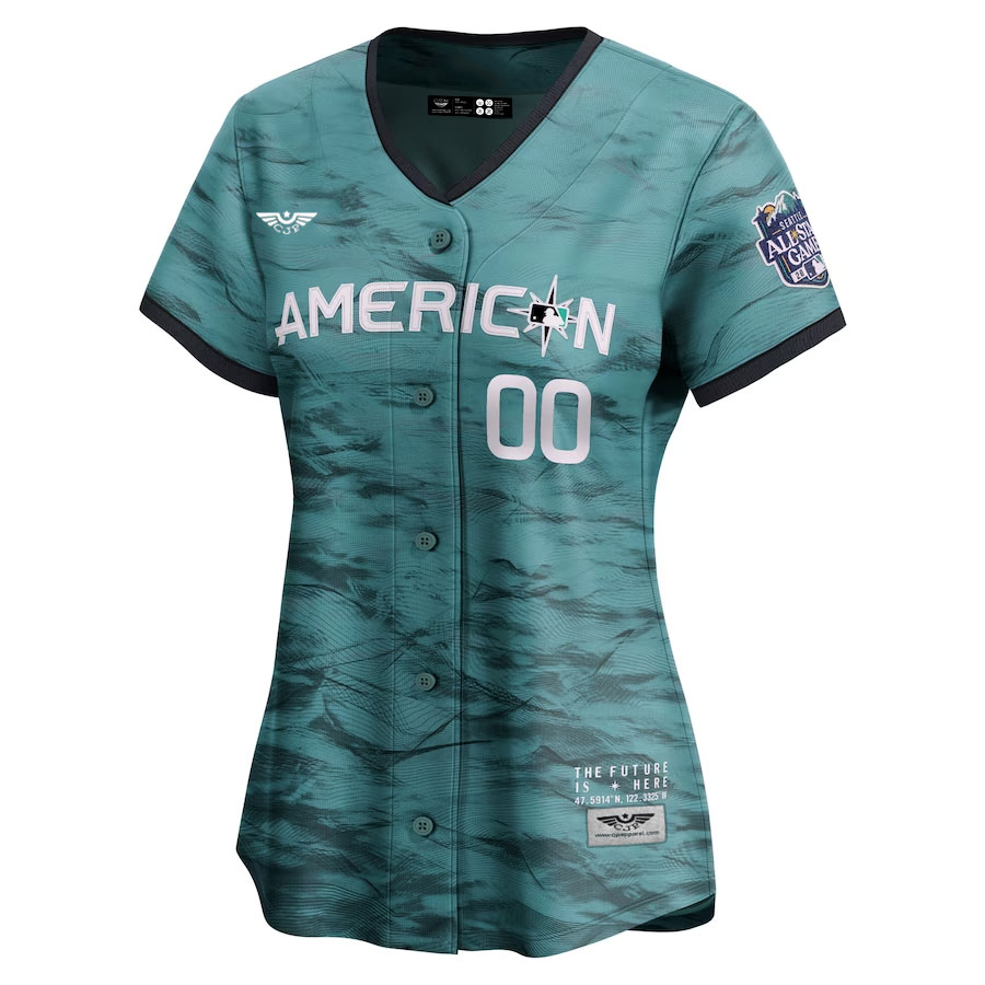 American-League-CJP-Apparel-Women's-2023-MLB-All-Star-Game-Pick-A-Player-Limited-Jersey---Teal-Furent-Viwe