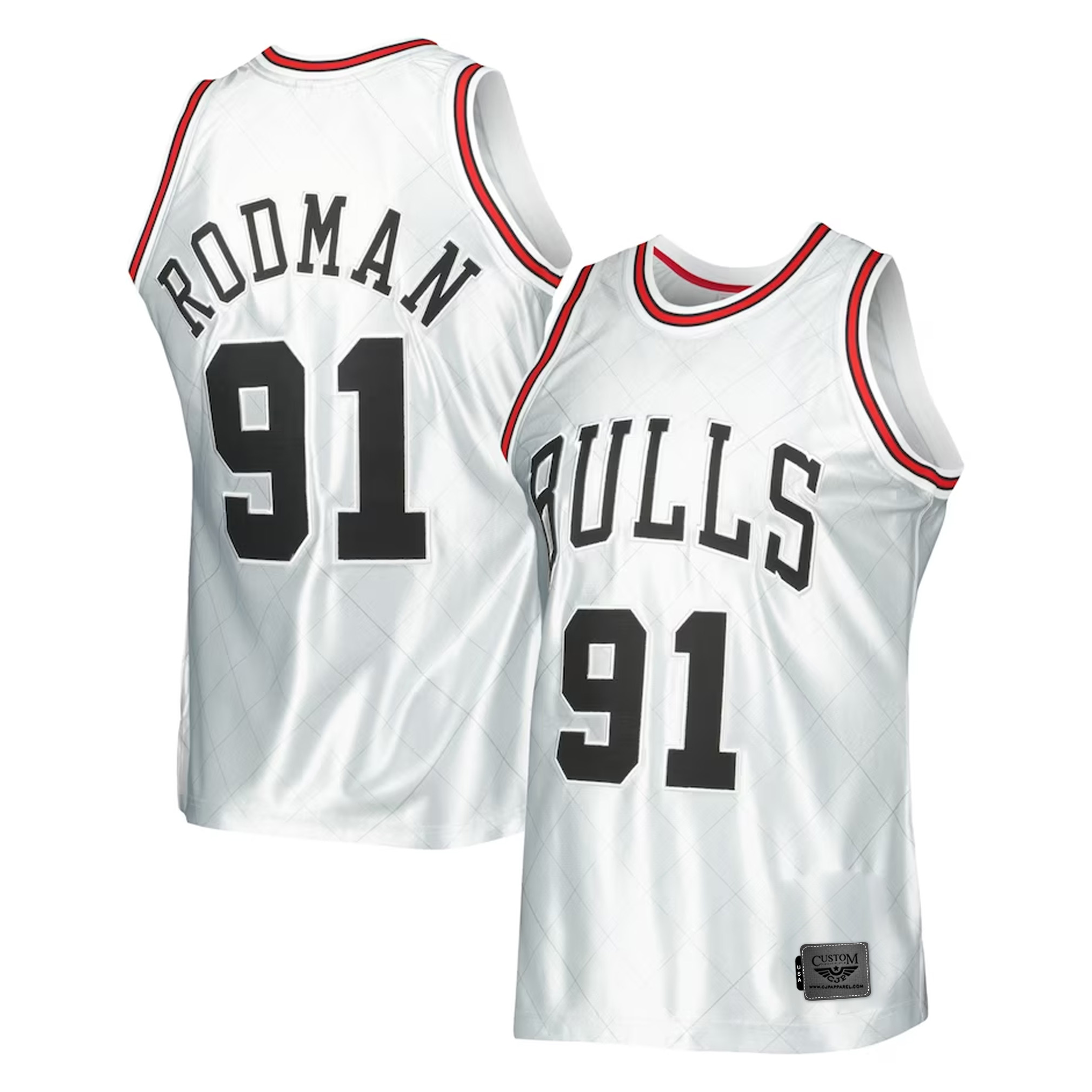 Dennis Rodman Chicago Bulls Mitchell & Ness 1997-98 Hardwood Classics 75th Anniversary Swingman Jersey - Platinum both