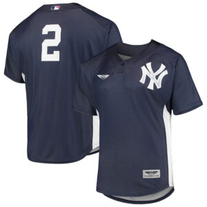 Derek Jeter New York Yankees CJP Apparel Cooperstown Collection Mesh Batting Practice Button-Up Jersey - Navy