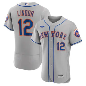 Francisco Lindor New York Mets CJP Apparel Road Pro Player Jersey - Gray
