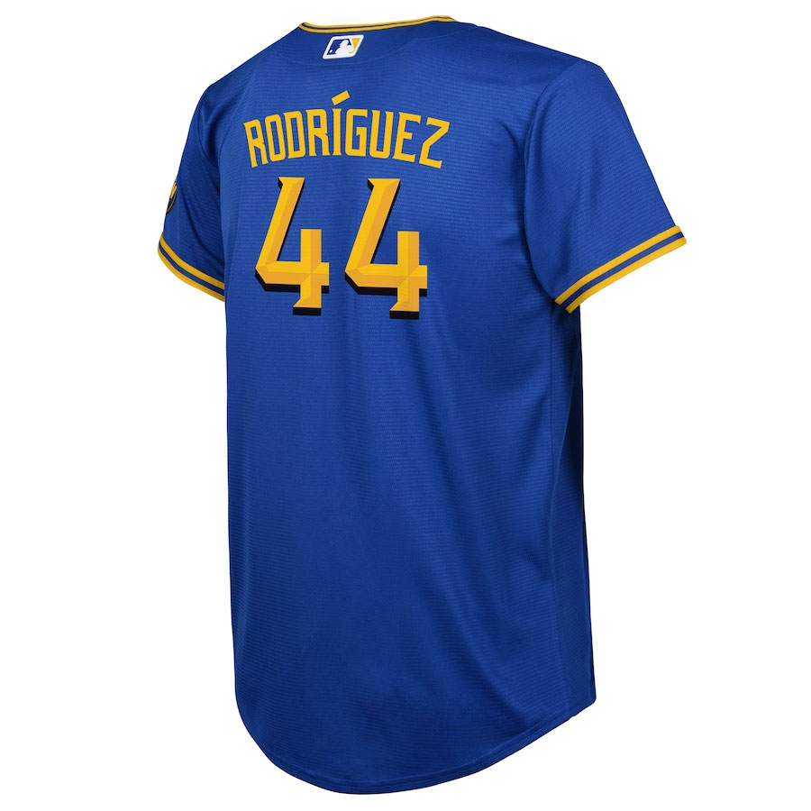 Julio-Rodriguez-Seattle-Mariners-CJP-Apparel-2023-City-Connect-New-Player-Jersey---Royal-Back-Viwe