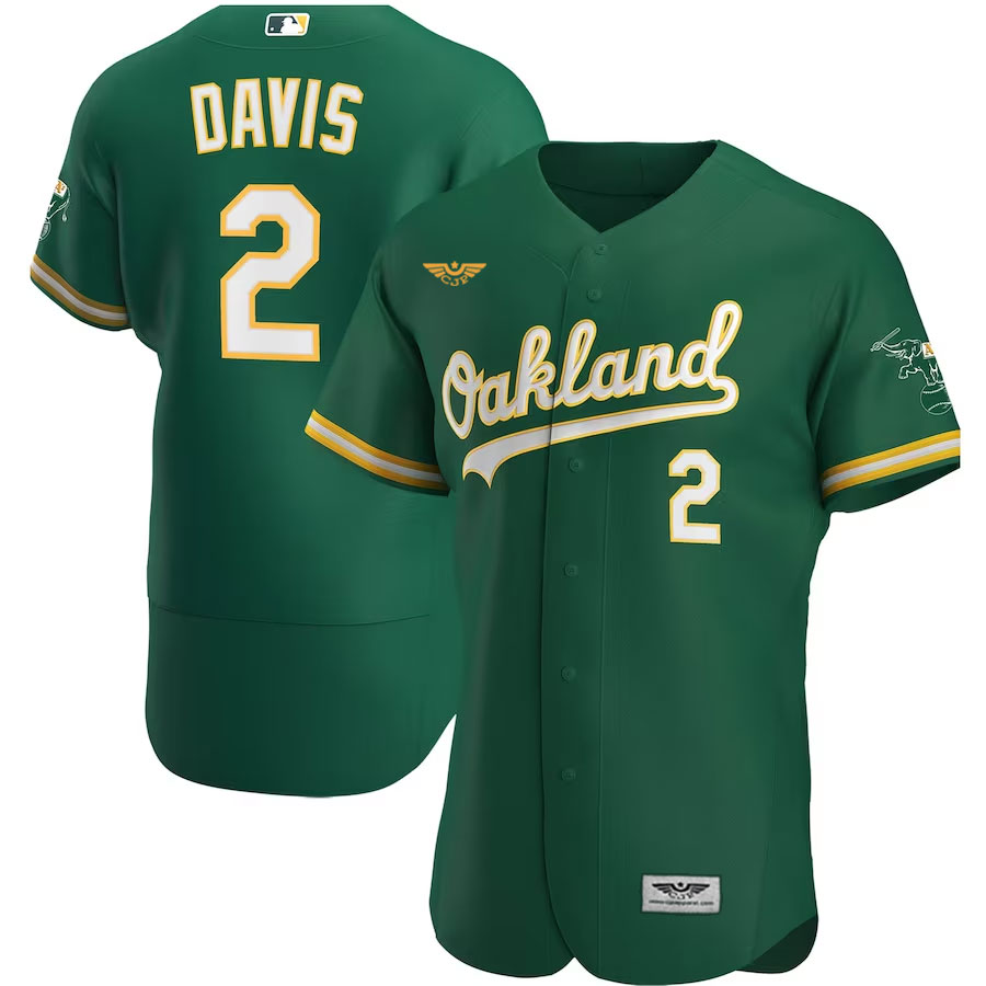 Khris-Davis-Oakland-Athletics-CJP-Apparel-Alternate-Pro-Player-Jersey---Kelly-Green