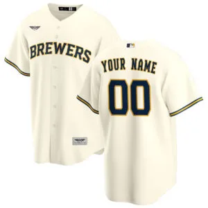 Milwaukee Brewers CJP Apparel Home  Custom Jersey - Cream
