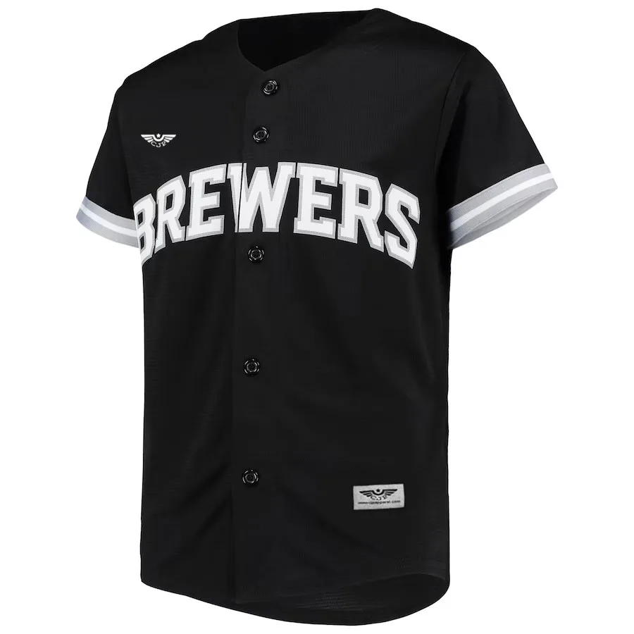 Milwaukee-Brewers-CJP-Apparel-New-Team-Jersey---BlackWhite-Furent-Viwe