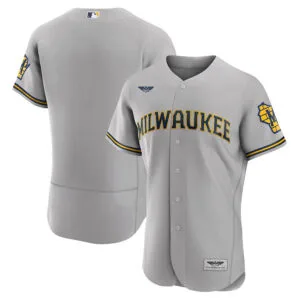 Milwaukee Brewers CJP Apparel Road Pro Team Logo Jersey - Gray