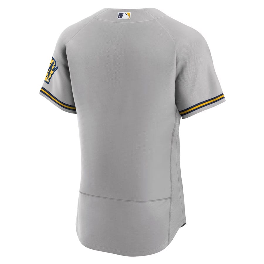 Milwaukee-Brewers-CJP-Apparel-Road-Pro-Team-Logo-Jersey---Gray-Back-Viwe