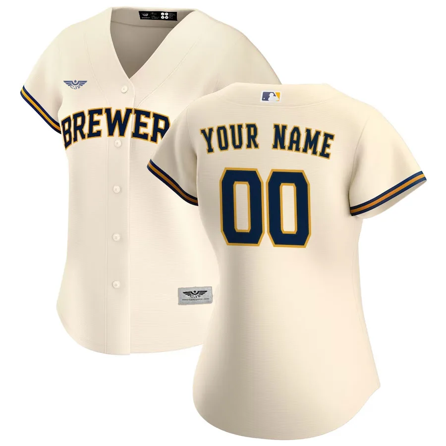 Milwaukee-Brewers-CJP-Apparel-Women's-Home-New-Custom-Jersey---Cream