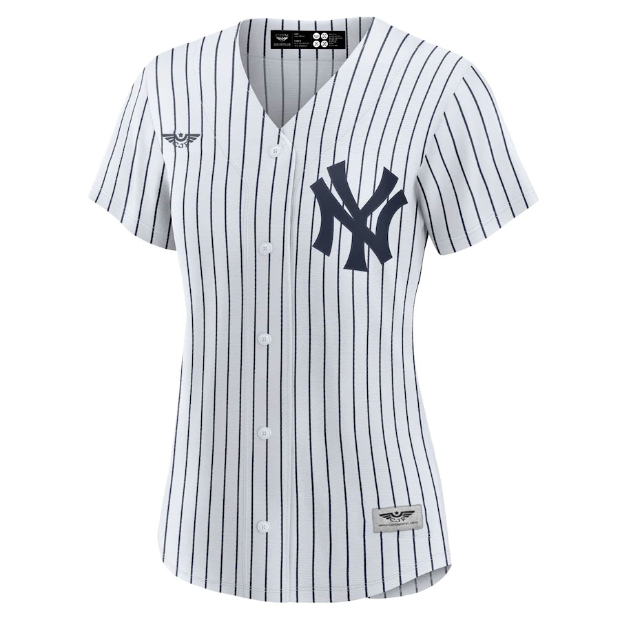 New-York-Yankees-CJP-Apparel-Women's-Home-Blank-New-Jersey---White-Furent-Viwe