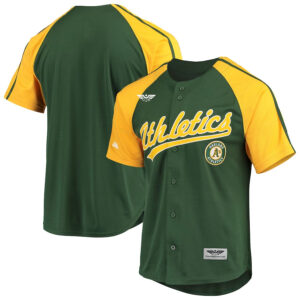 Oakland Athletics Stitches Button-Down Raglan  Jersey - Green