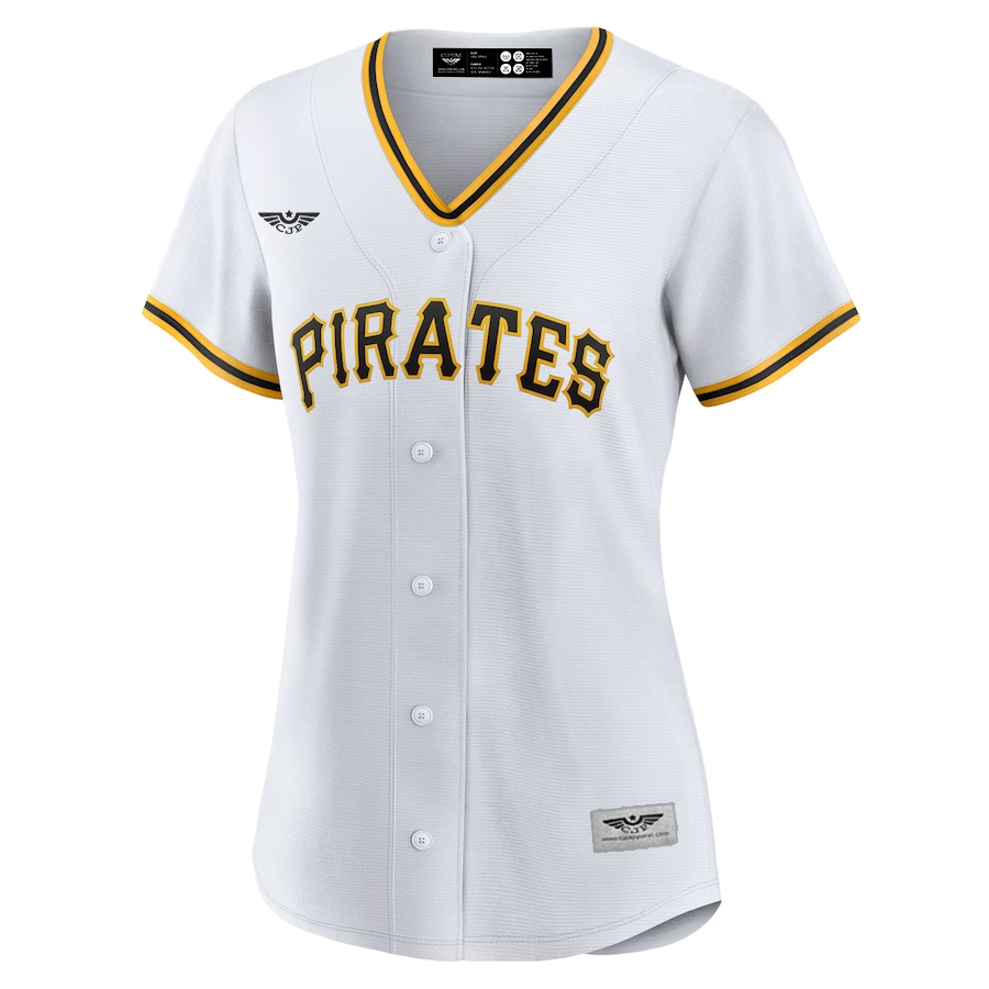 Pittsburgh-Pirates-CJP-Apparel-Women's-Home-Blank-New-Jersey---White-Furent-Viwe