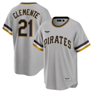 Roberto Clemente Pittsburgh Pirates CJP Apparel Road Cooperstown Collection Player Jersey - Gray