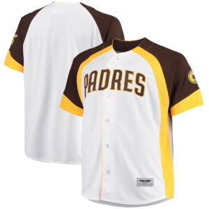 San Diego Padres Big & Tall Colorblock Full-Snap Jersey - WhiteBrown