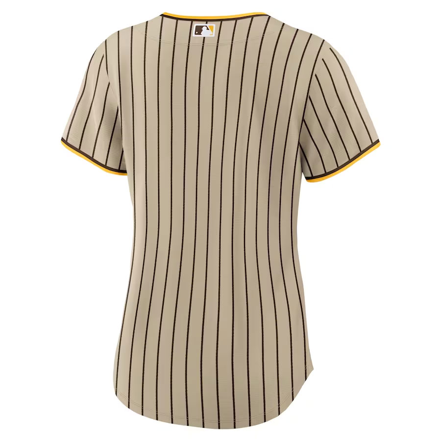 San-Diego-Padres-CJP-Apparel-Women's-Alternate-New-Team-Jersey---Tan-Back-Viwe