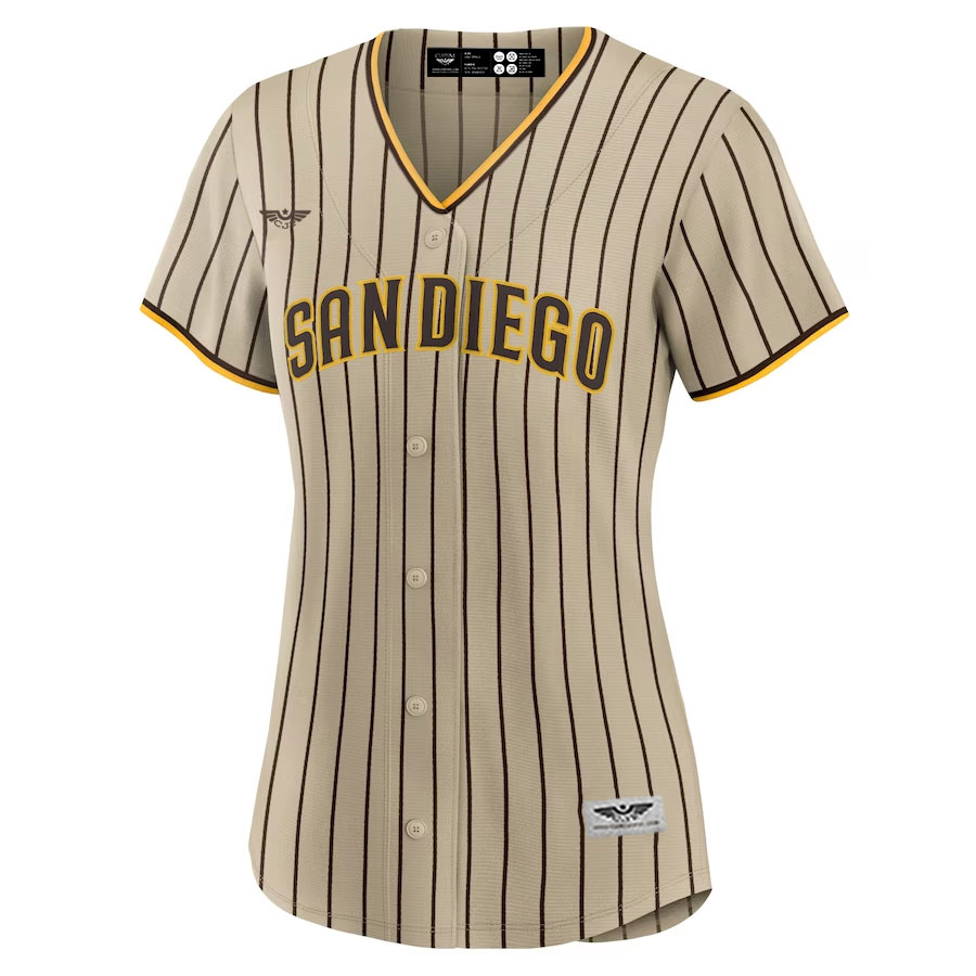 San-Diego-Padres-CJP-Apparel-Women's-Alternate-New-Team-Jersey---Tan-Furent-Viwe