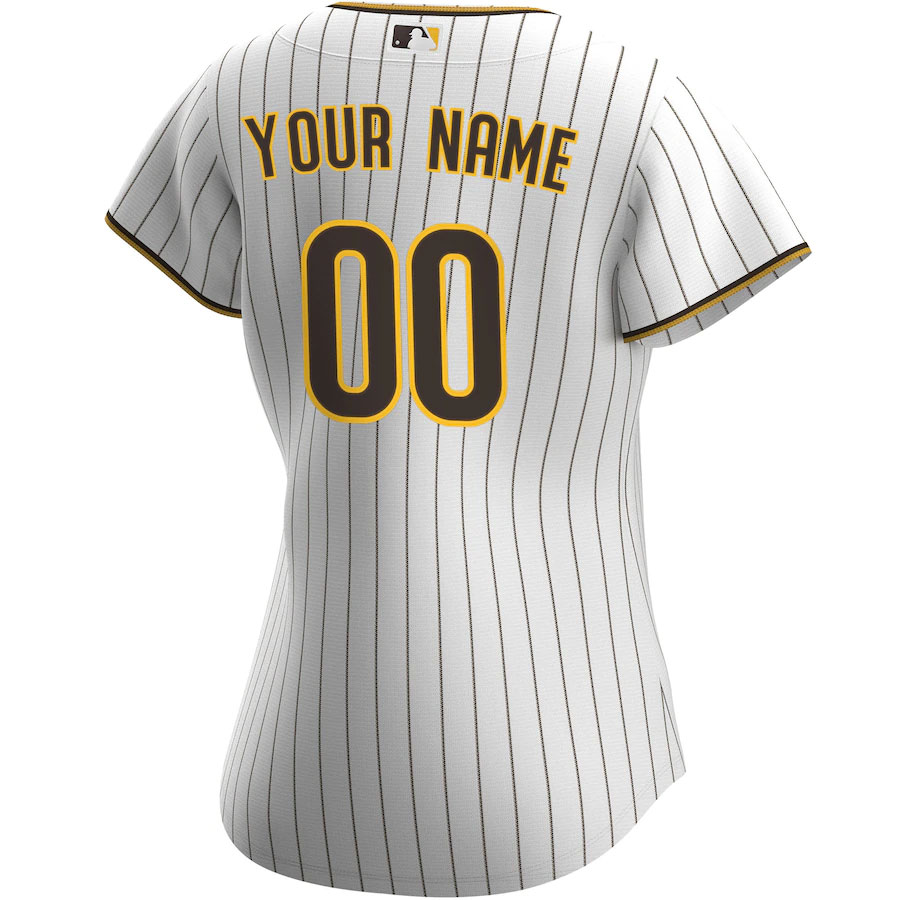 San-Diego-Padres-CJP-Apparel-Women's-Home-New-Custom-Jersey---White-Back-Viwe