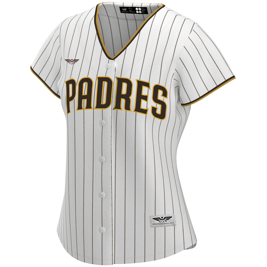 San-Diego-Padres-CJP-Apparel-Women's-Home-New-Custom-Jersey---White-Furent-Viwe