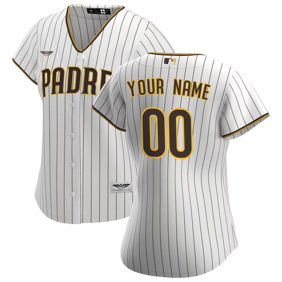 San-Diego-Padres-CJP-Apparel-Women's-Home-New-Custom-Jersey---White