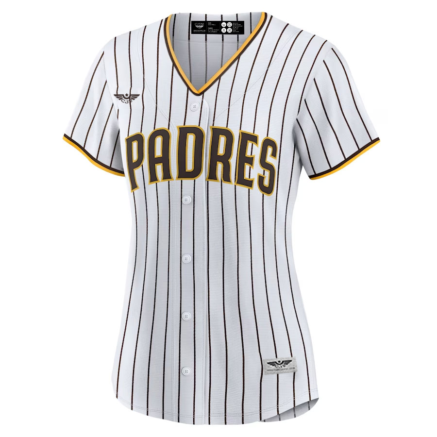 San-Diego-Padres-CJP-Apparel-Women's-Home-New-Team-Jersey---White-Furent-Viwe