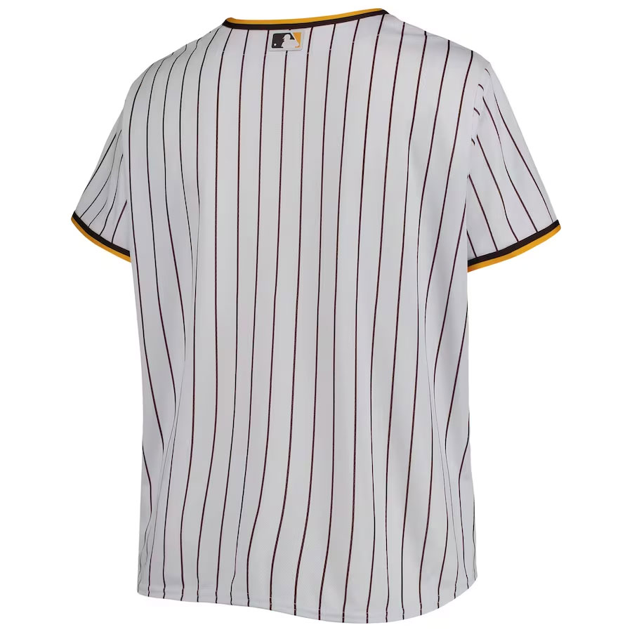 San-Diego-Padres-Women's-Plus-Size-Road-New-Team-Jersey---WhiteBrown-Back-Viwe