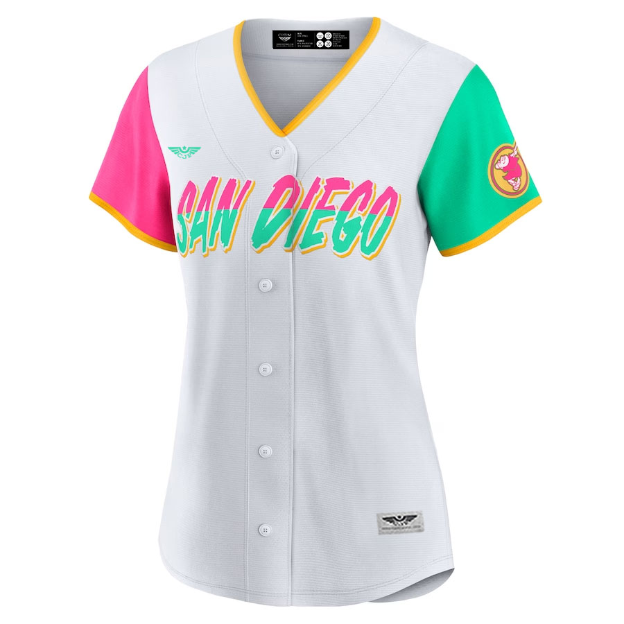 Yu-Darvish-San-Diego-Padres-CJP-Apparel-Women's-2022-City-Connect-New-Player-Jersey---White-Furent-Viwe