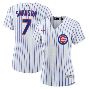 Dansby Swanson Chicago Cubs CJP Apparel Women's Home  Player Jersey - WhiteRoyal