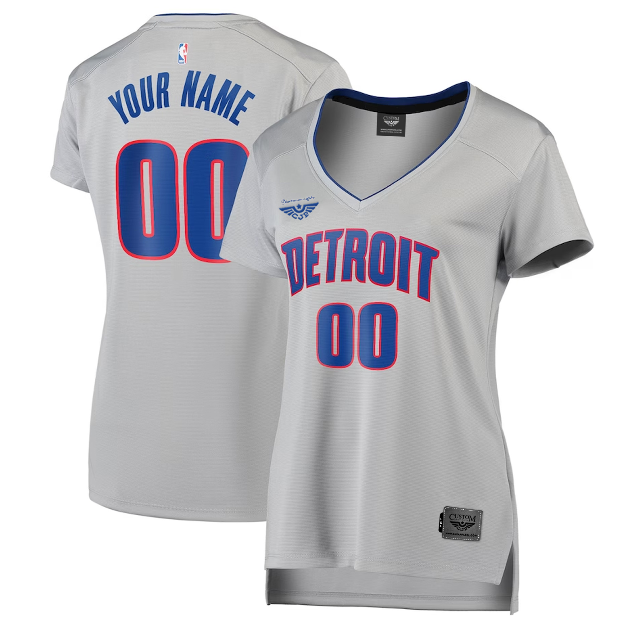 Detroit Pistons Fanatics Pro Women's Fast Break New Custom Jersey Silver - Statement Edition both