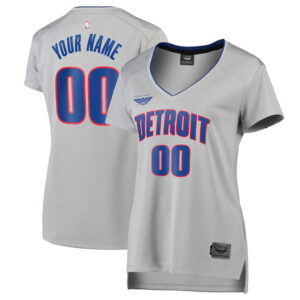 Detroit Pistons CJP Women's Custom Silver Statement Edition Jersey