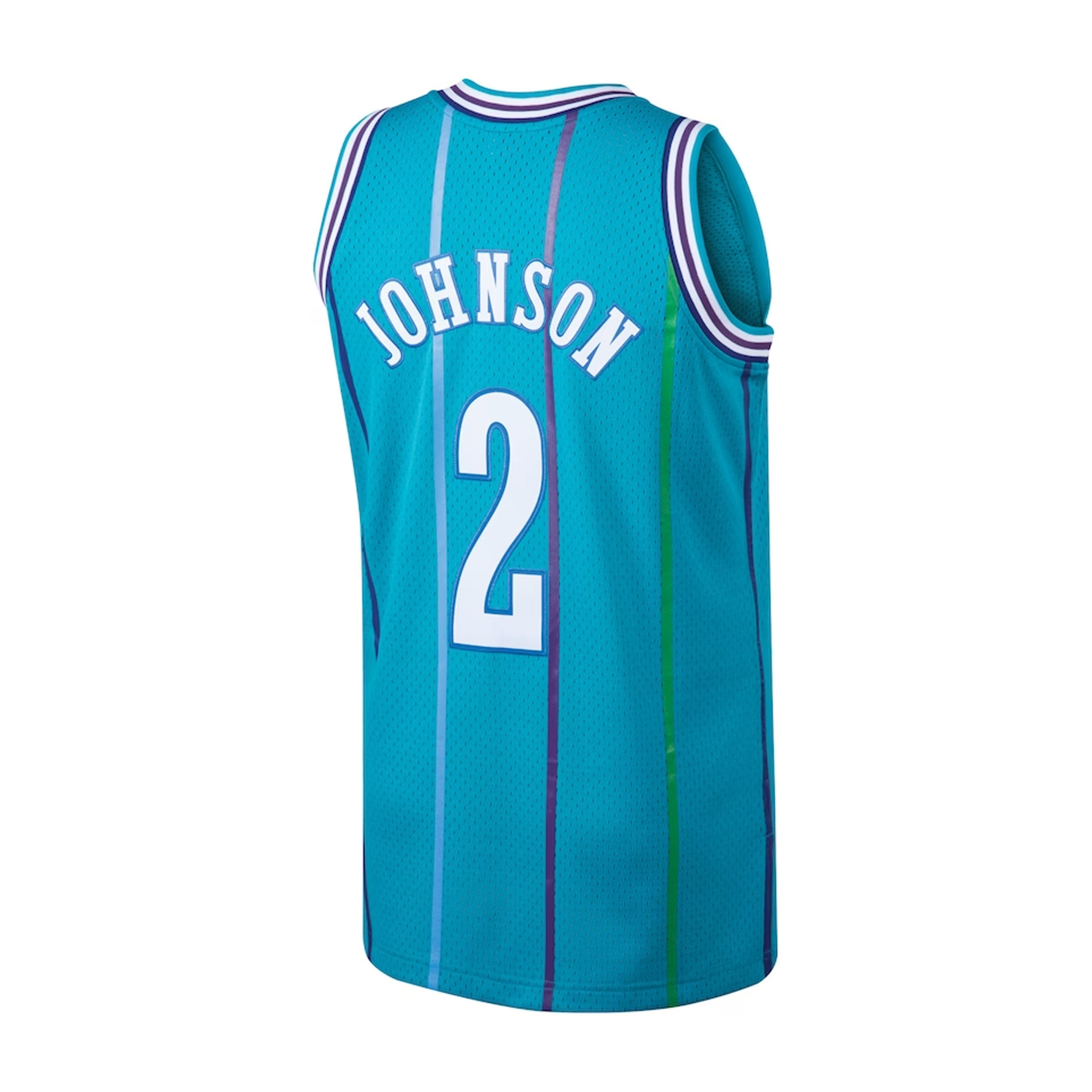 Larry Johnson Charlotte Hornets Mitchell & Ness Hardwood Classics Swingman Jersey - Teal bck