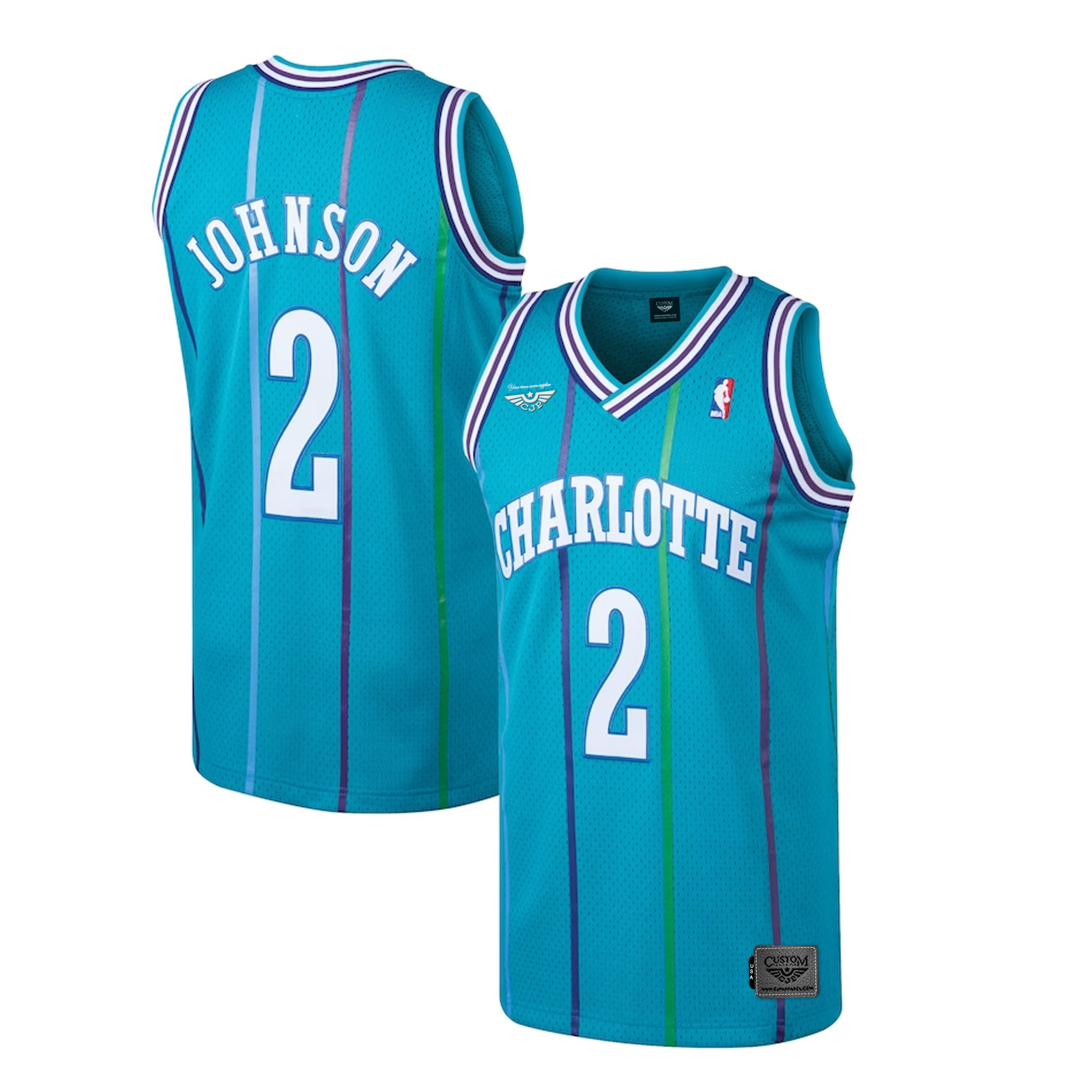 Larry Johnson Charlotte Hornets Mitchell & Ness Hardwood Classics Swingman Jersey - Teal both