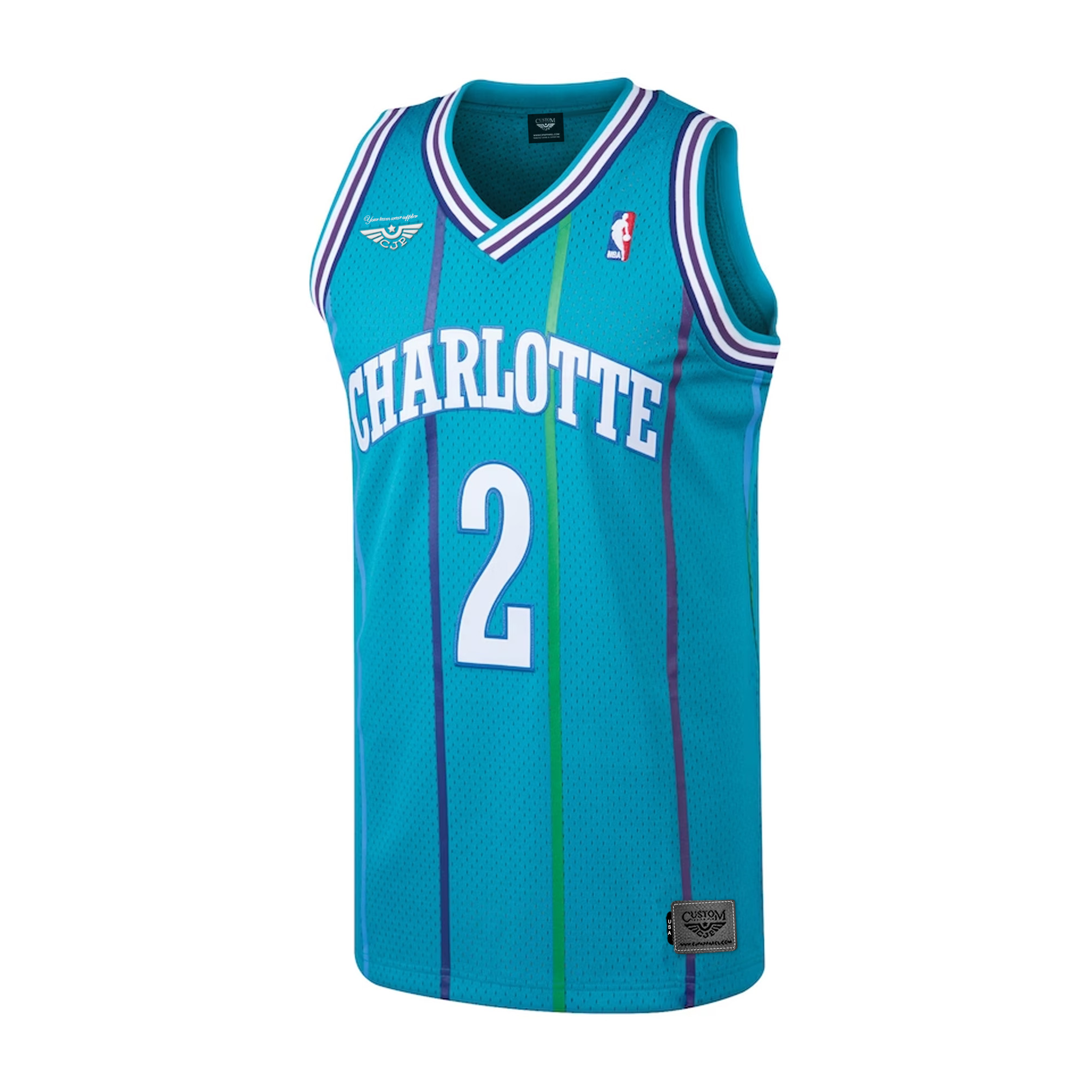 Larry Johnson Charlotte Hornets Mitchell & Ness Hardwood Classics Swingman Jersey - Teal front