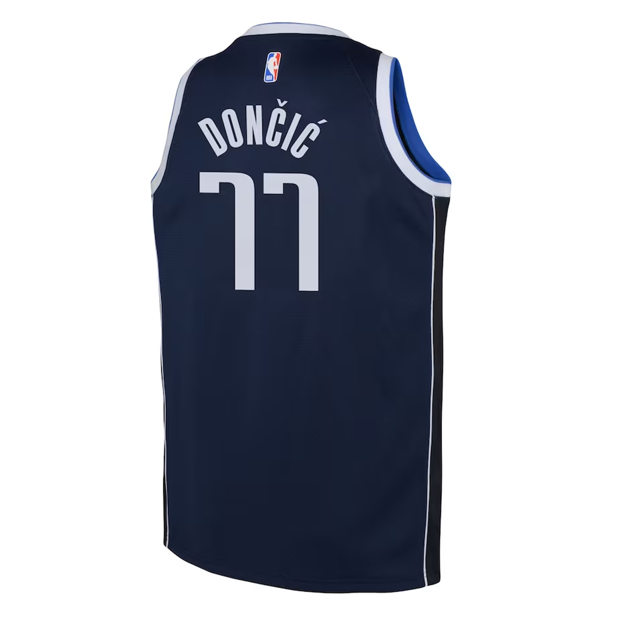 Luka Doncic Dallas Mavericks Jordan Brand Youth Swingman Jersey - Statement Edition - Navy bck
