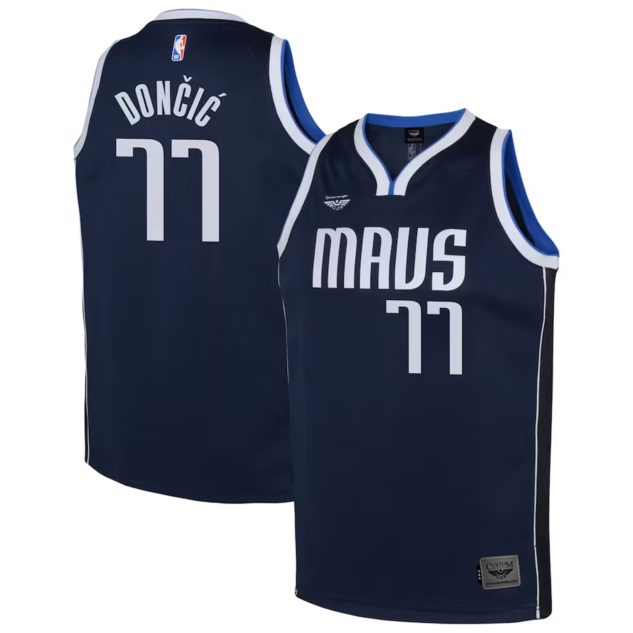 Luka Doncic Dallas Mavericks Jordan Brand Youth Swingman Jersey - Statement Edition - Navy both