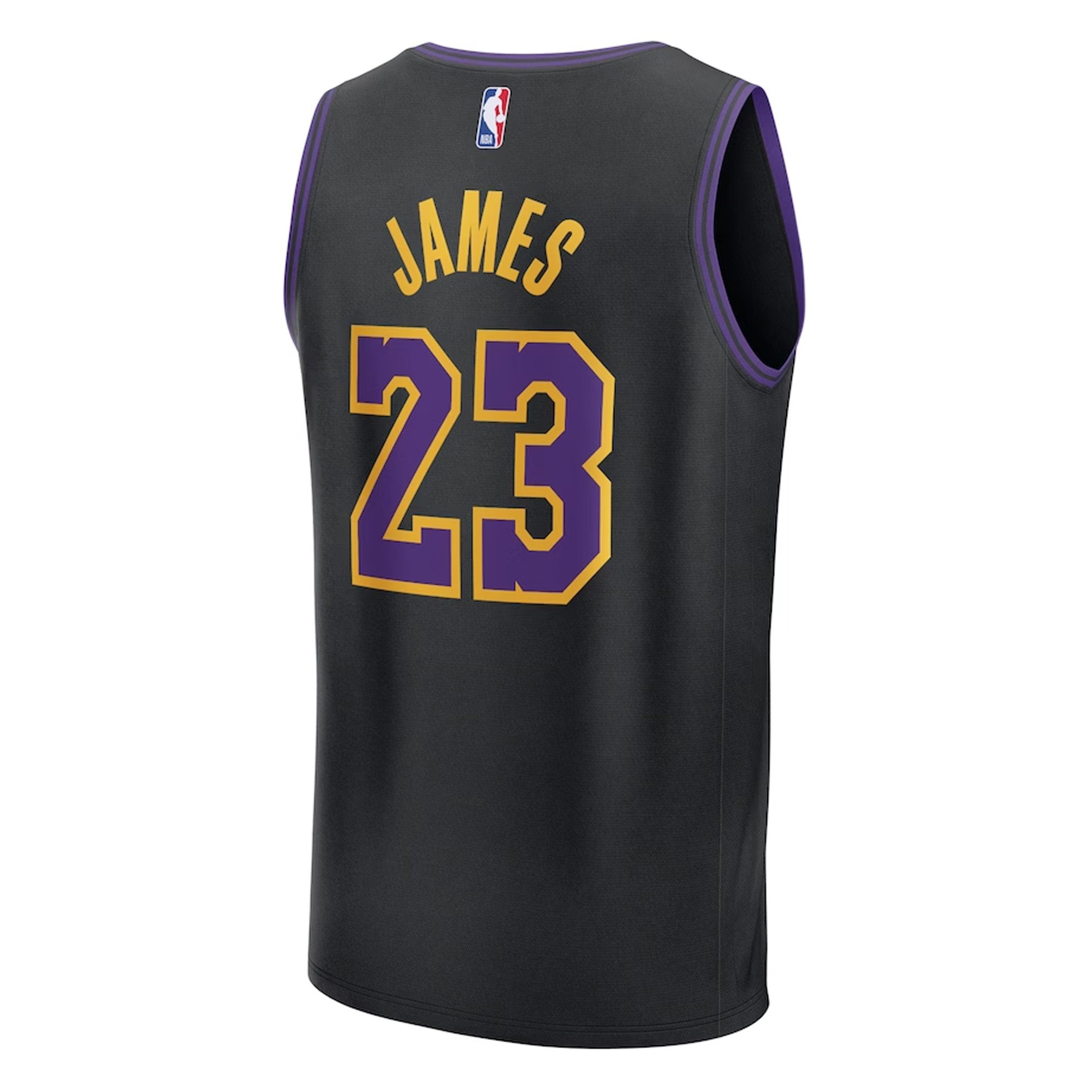 LeBron James Los Angeles Lakers Fanatics Pro Unisex 2023-24 Fast Break Jersey - Black - City Edition bck