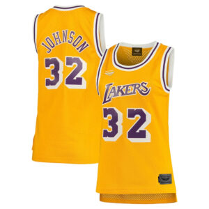 Magic Johnson Los Angeles Lakers CJP Women's 1984-85 Hardwood Classics Swingman Jersey - Gold