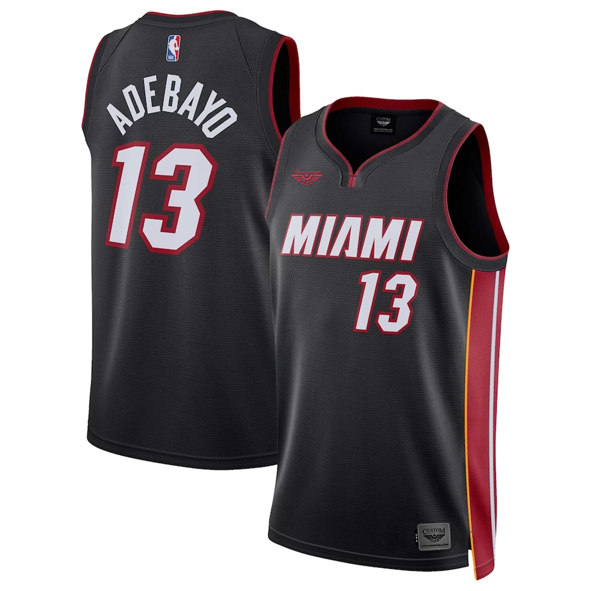 Bam Adebayo Miami Heat CJP APPAREL Unisex Swingman Jersey - Icon Edition - Black both