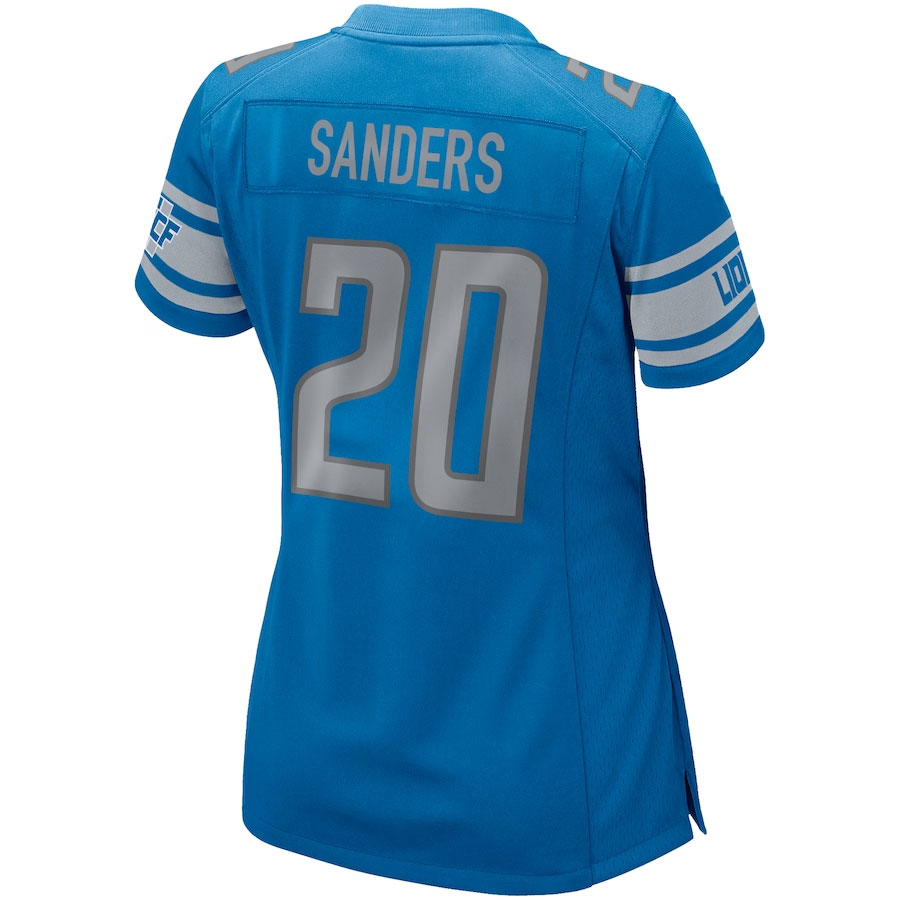 Barry-Sanders-Detroit-Lions-CJP-Apparel-Women's-Game-Retired-Player-Jersey---Blue.Back-Viwe