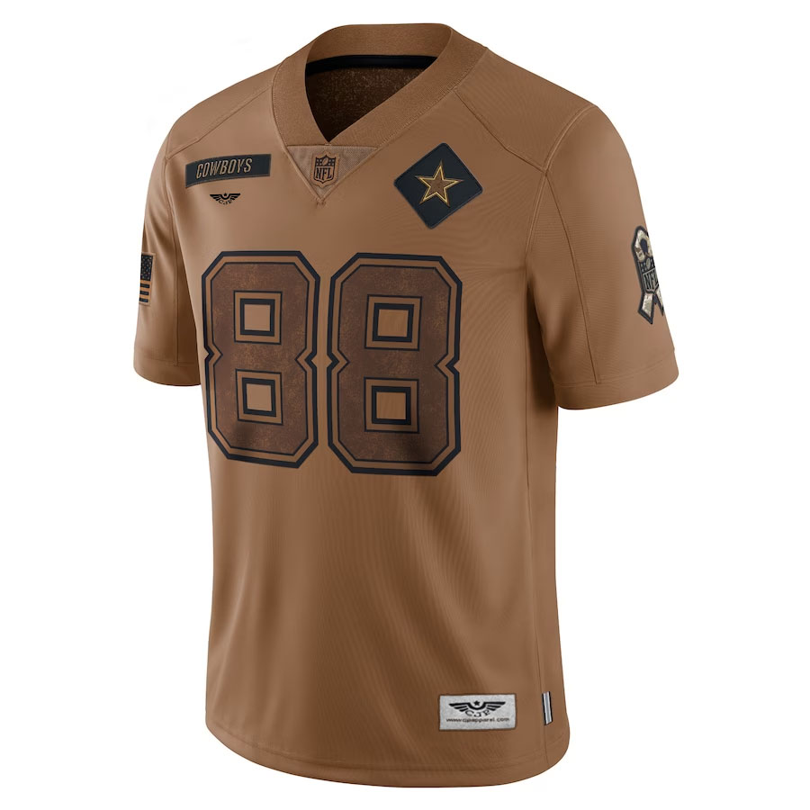 CeeDee-Lamb-Dallas-Cowboys-CJP-Apparel-2023-Salute-To-Service-Limited-Jersey---Brown.Furent-Viwe